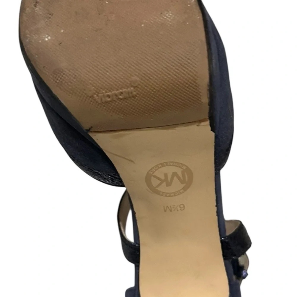 Michael Kors Navy Suede Ankle-Strap Pumps Heels Sparkle Holiday Size 6.5